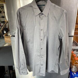 Perry Ellis Dress Shirt Mens XL Cotton‎ Gray Casual Preppy No Pocket Going Out